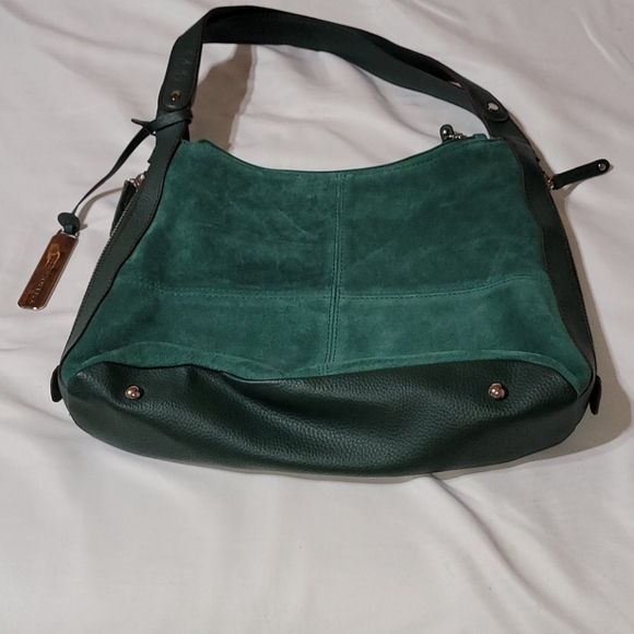 Tignanello Green Suede Leather Shoulder Handbag - Picture 3 of 9